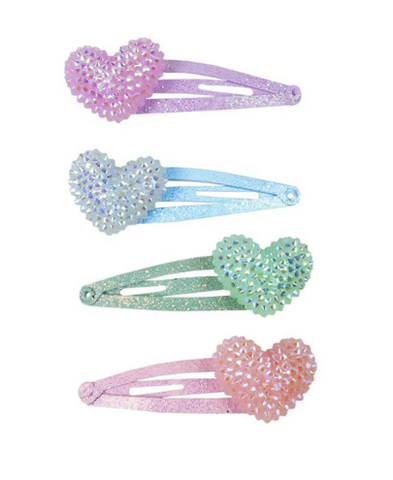 Sparkle Heart Bobble Hair Clips