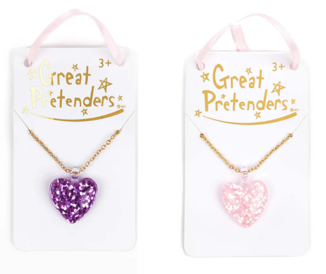 Glitter Heart Necklace Assorted