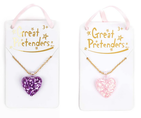 Glitter Heart Necklace Assorted