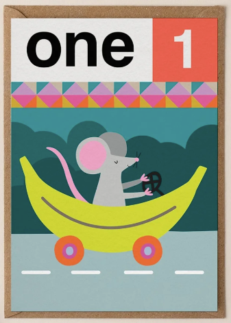 Mouse One 1st Birthday Card