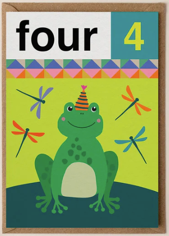 Frog Four 4th Birthday Card