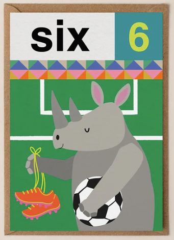Rhino Six 6th Birthday Card