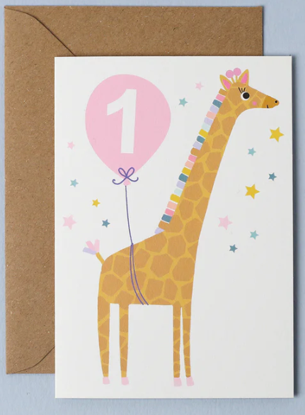 Giraffe Baby Age 1 Card