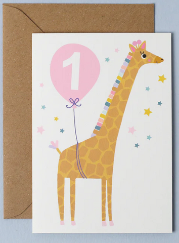 Giraffe Baby Age 1 Card