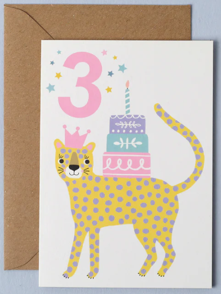 Leopard Age 3 Children's Card