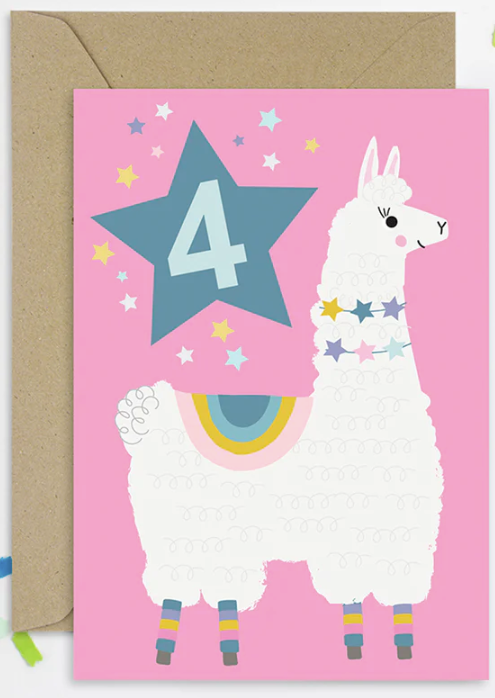Llama Pink Age Card 4