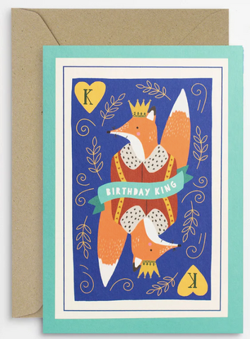Fox King Birthday Card