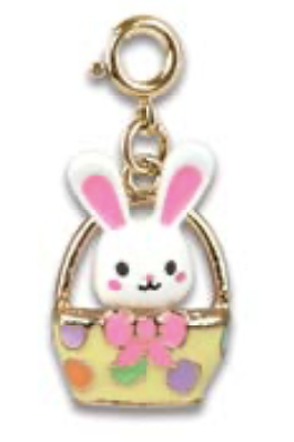 Gold Easter Bunny Basket Charm