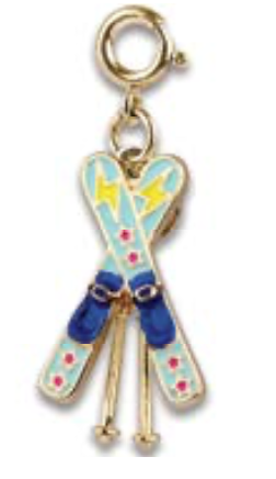 Gold Rebel Girls Skis Charm