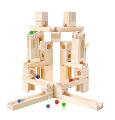 Timbers 60pc Wood Block Marble Run