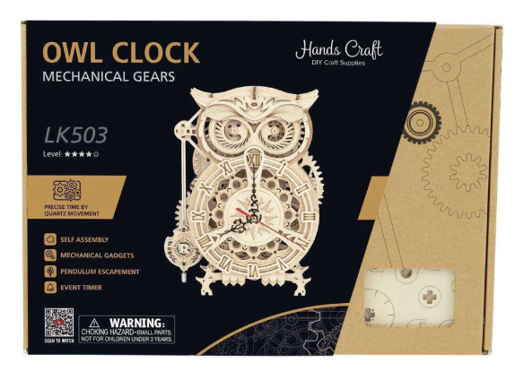 3D Wooden Puz.-Owl Clock