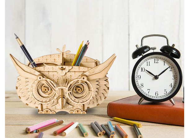 3D Wooden Puz.-Owl Stationery Box