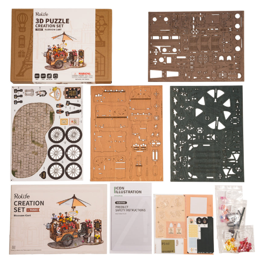 3D Wooden Puz.-Blossom Cart