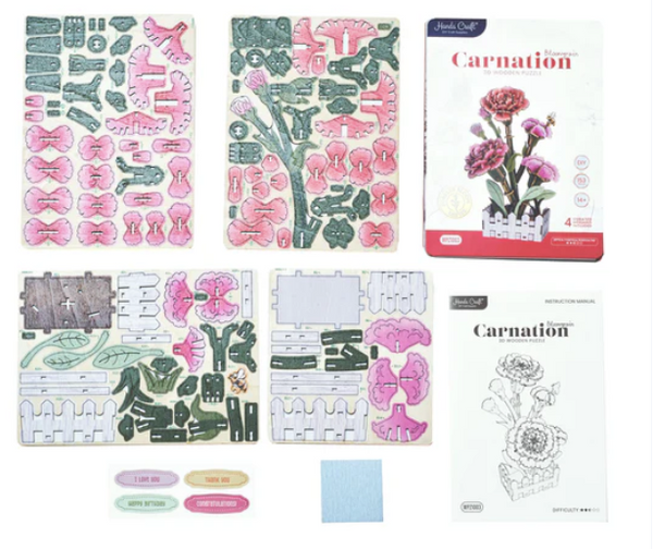 3D Wooden Puz.-Carnation Bloom Set