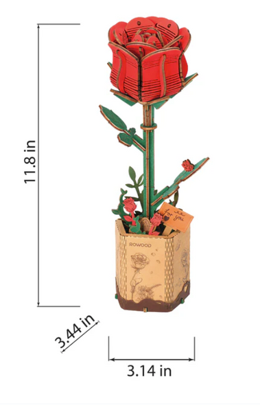 3D Wooden Puz.- Red Rose