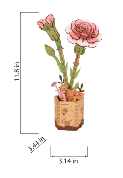 3D Wooden Puz.- Pink Carnation