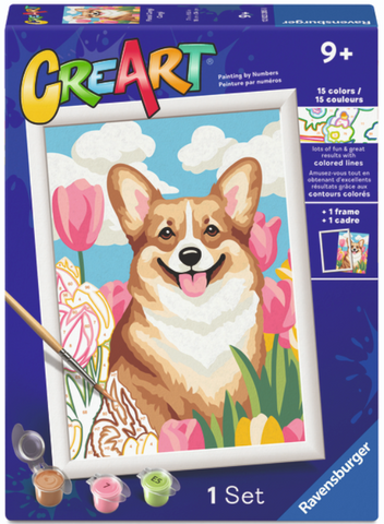 CreArt: Floral Corgi 7x10