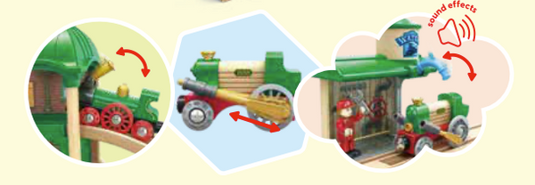 Wooden Retro Train & Station Set