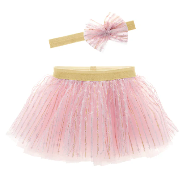 Tutu And Headband Shimmer Pink Lg