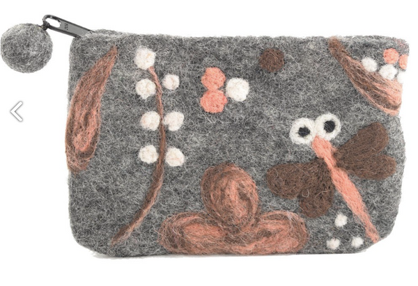 Dragonfly Felt Change Purse