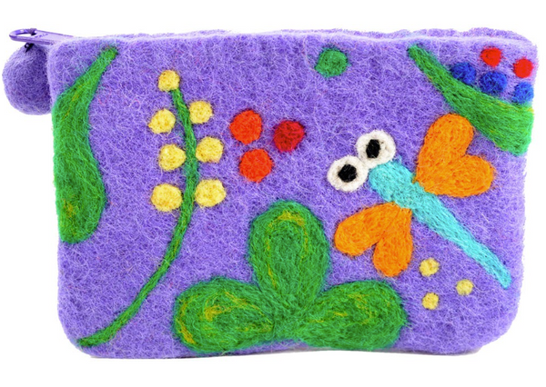 Dragonfly Felt Change Purse