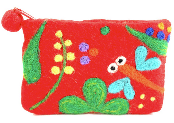 Dragonfly Felt Change Purse