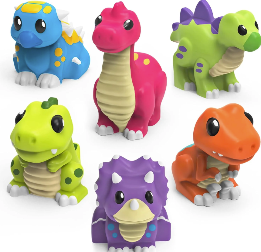 Dinosaur Mold Free Bath Toys, 6 Pack