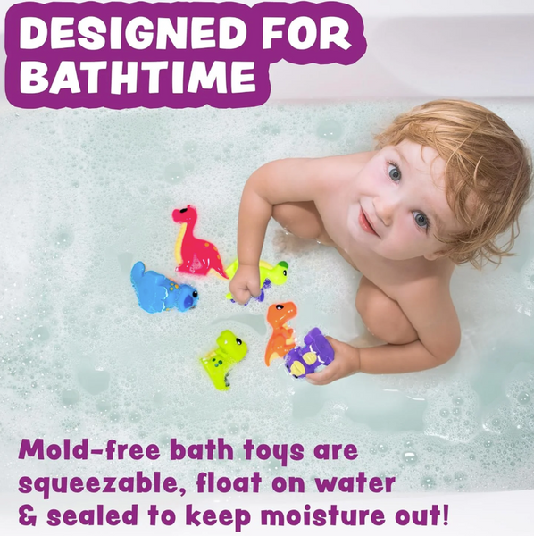 Dinosaur Mold Free Bath Toys, 6 Pack