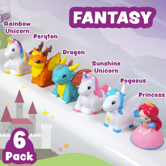 Fantasy Mold Free Bath Toys, 6 Pack