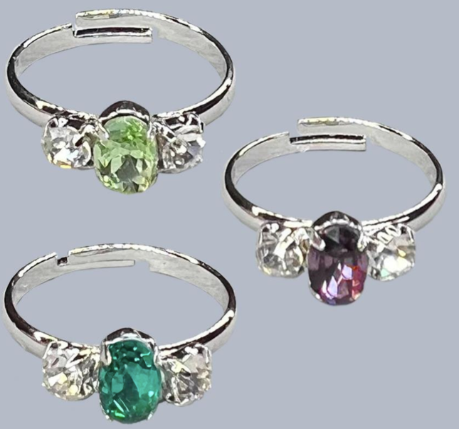 Silver/Crystals Birthstone Rings