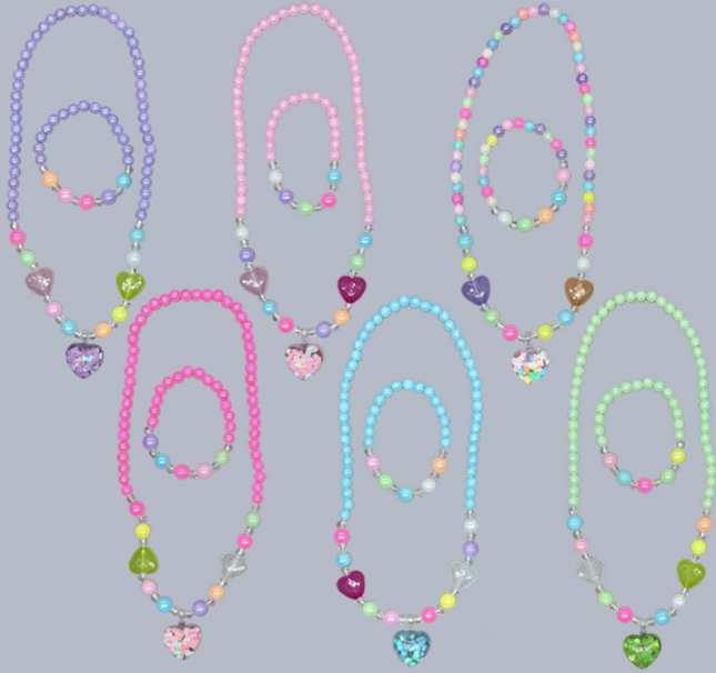 Double Hearts Necklace/Bracelet Set