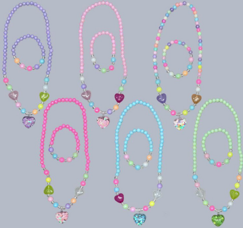 Double Hearts Necklace/Bracelet Set