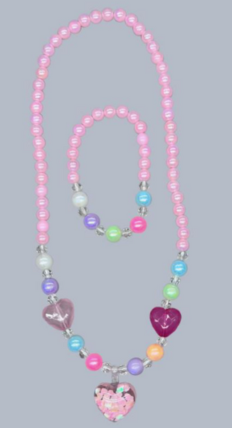 Double Hearts Necklace/Bracelet Set