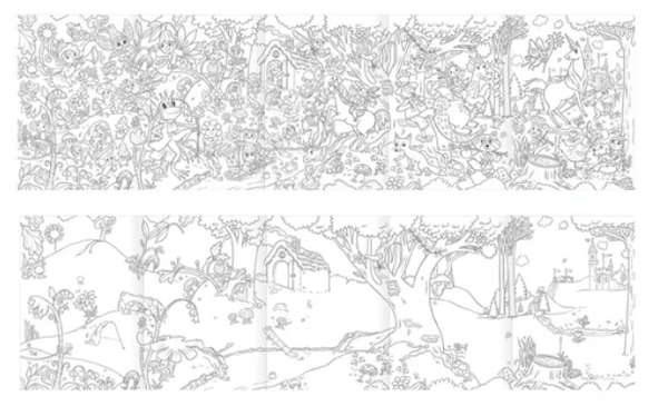 Fairies and Tales Fold-Out Coloring Book