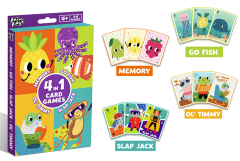 4 in 1 Card Games: Memory, Slap Jack, Old Maid, and Go FISH