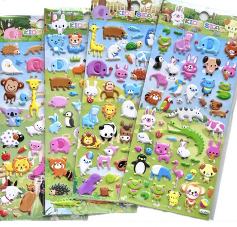 Cartoon Animals Puffy Stickers