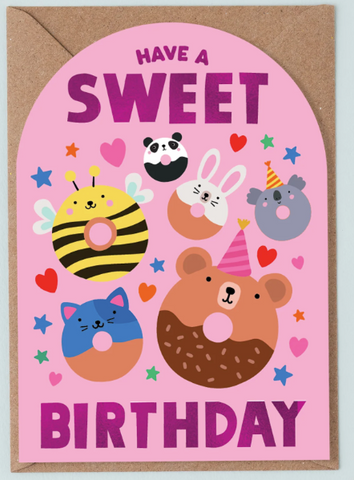 Animal Donut Birthday Card