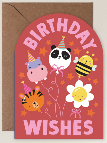 Animal Balloons Birthday Card