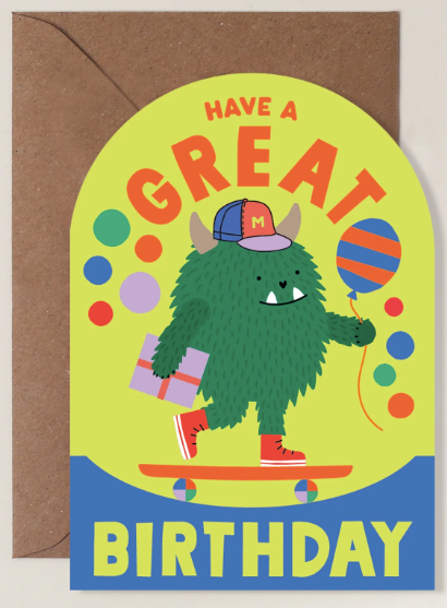 Skateboarding Monster Birthday Card