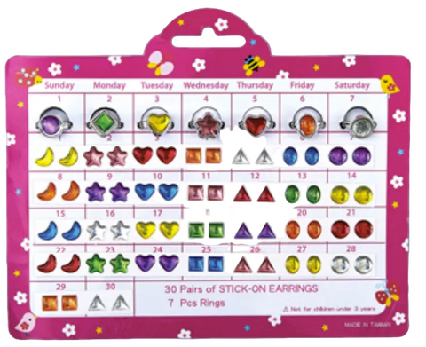 Shape Stick on Earring/Ring Sets