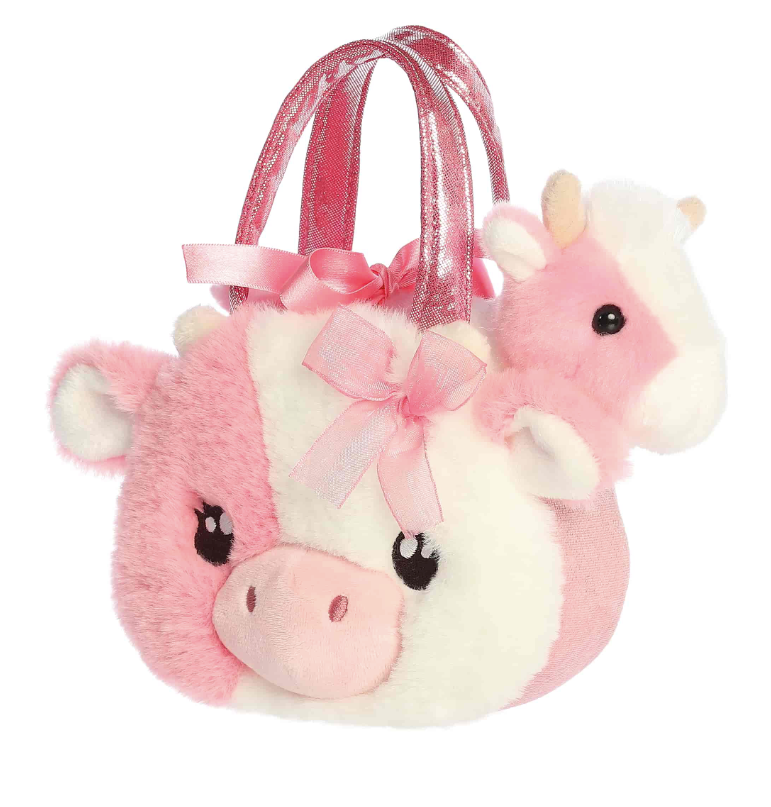 8" Fuzzy Face -  Strawberry Cow
