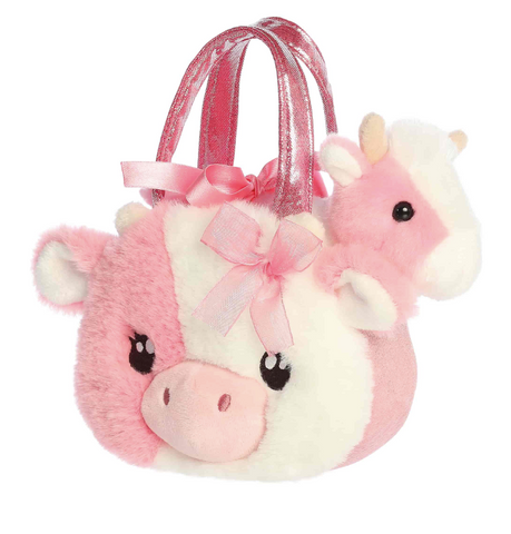 8" Fuzzy Face -  Strawberry Cow