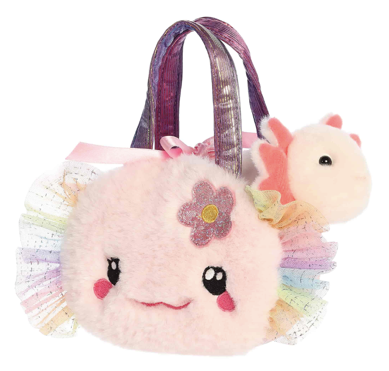 8.5" Fuzzy Face - Rainbow Axolotl