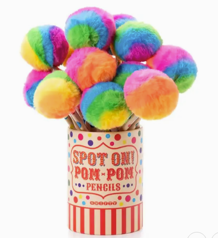 Rainbow Pom Pom Pencils