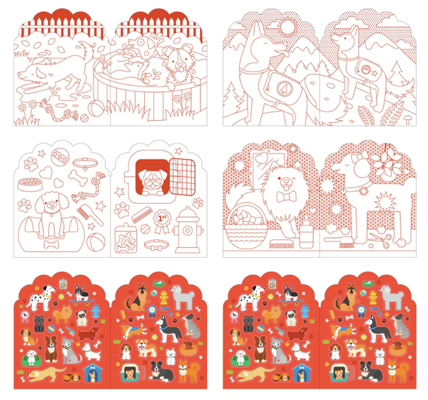 Coloring Book + Stickers Dogs