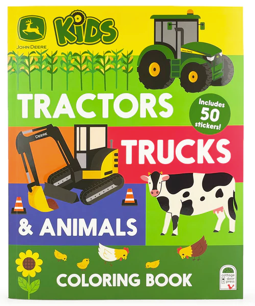 Tractors, Trucks & Animals Color Book w/Stickers