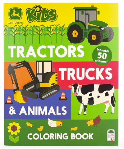 Tractors, Trucks & Animals Color Book w/Stickers