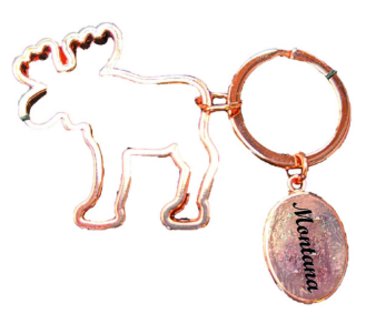 Rose Gold Cutout Moose Key Tag MT