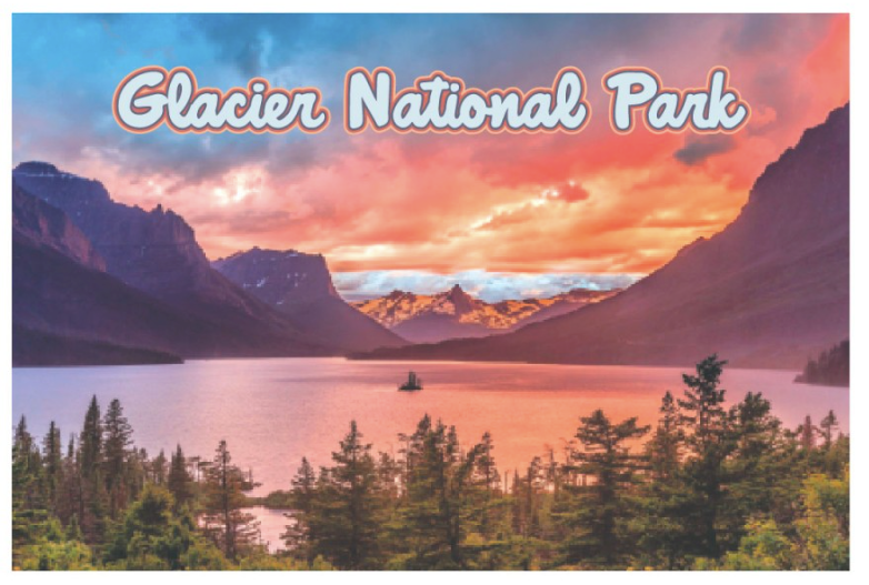 GNP Postcard - St. Mary Lake Colorful Clouds