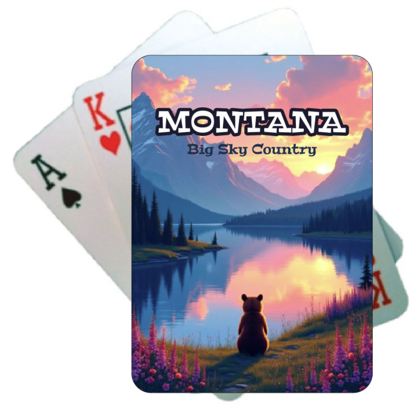 MT Bear Wildflowers Poker Deck Cards